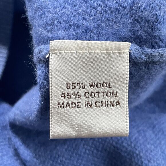 Peter Millar Crown Carmel CC 1/4 Zip Pullover Flannel Wool Blend Blue Large Men - Picture 5 of 9